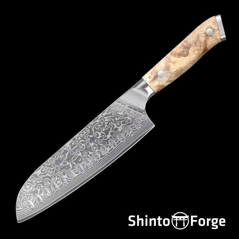 Damascus Acer Santoku (Japans All Round koksmes)