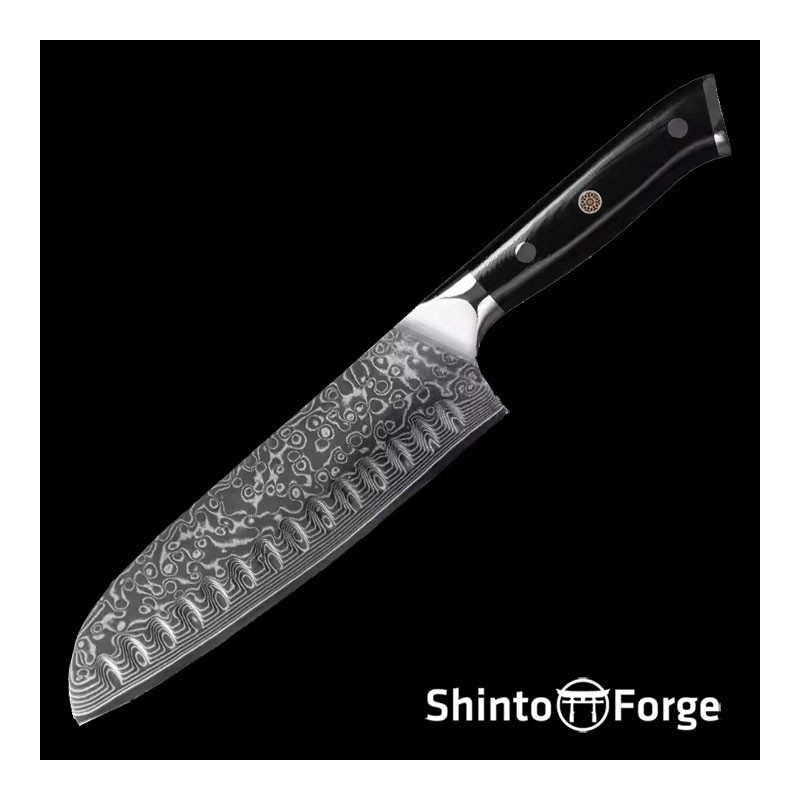 Damascus Kuro Santoku (Japans All Round koksmes)